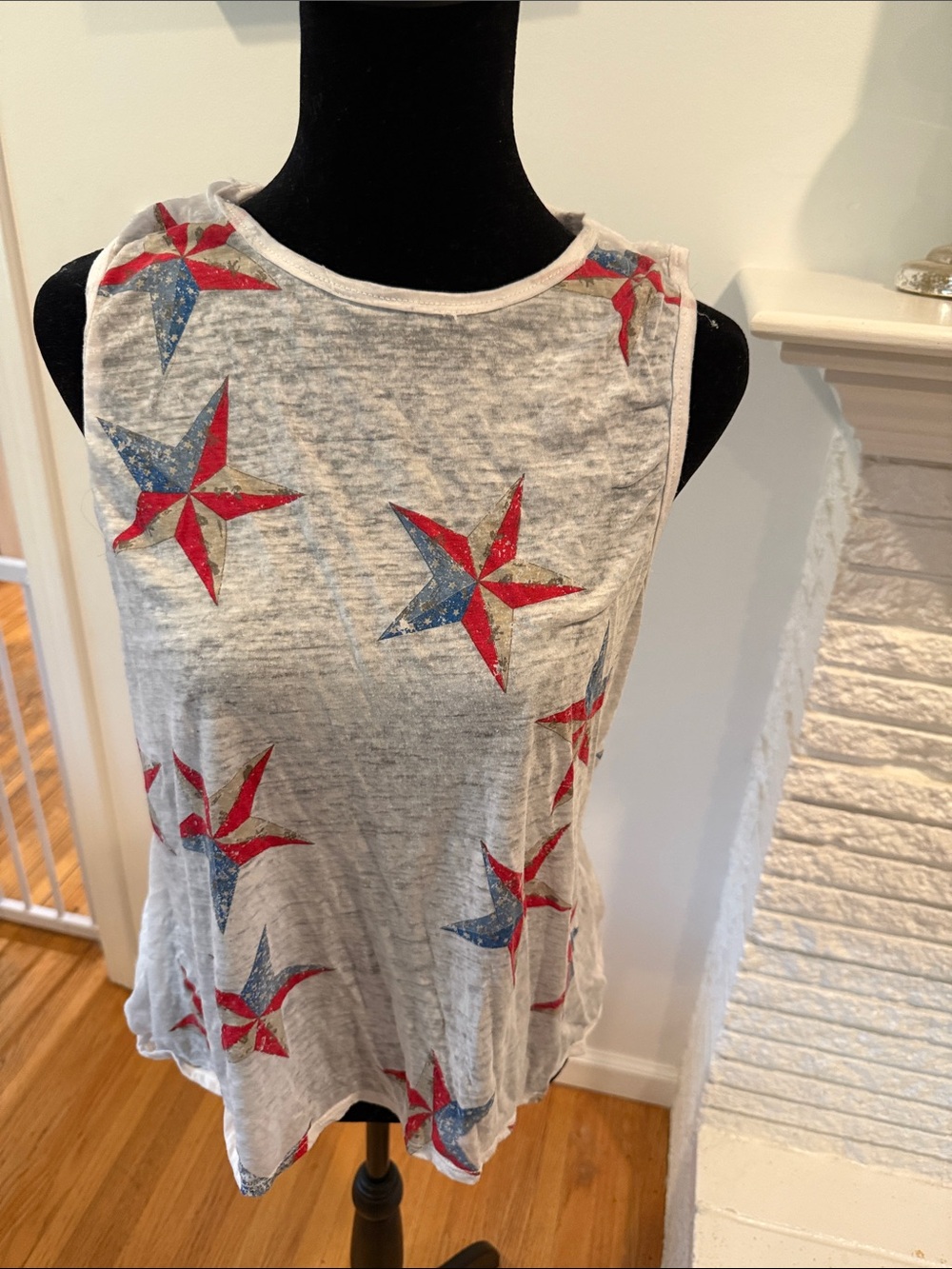 Chaser brand Sleeveless Star Print Tank Top - Red & Blue